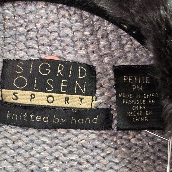 Vintage Sigrid Olsen Sport Knitted Petite Sweater Blue Grey Angora Wool Snowflak - Picture 4 of 7